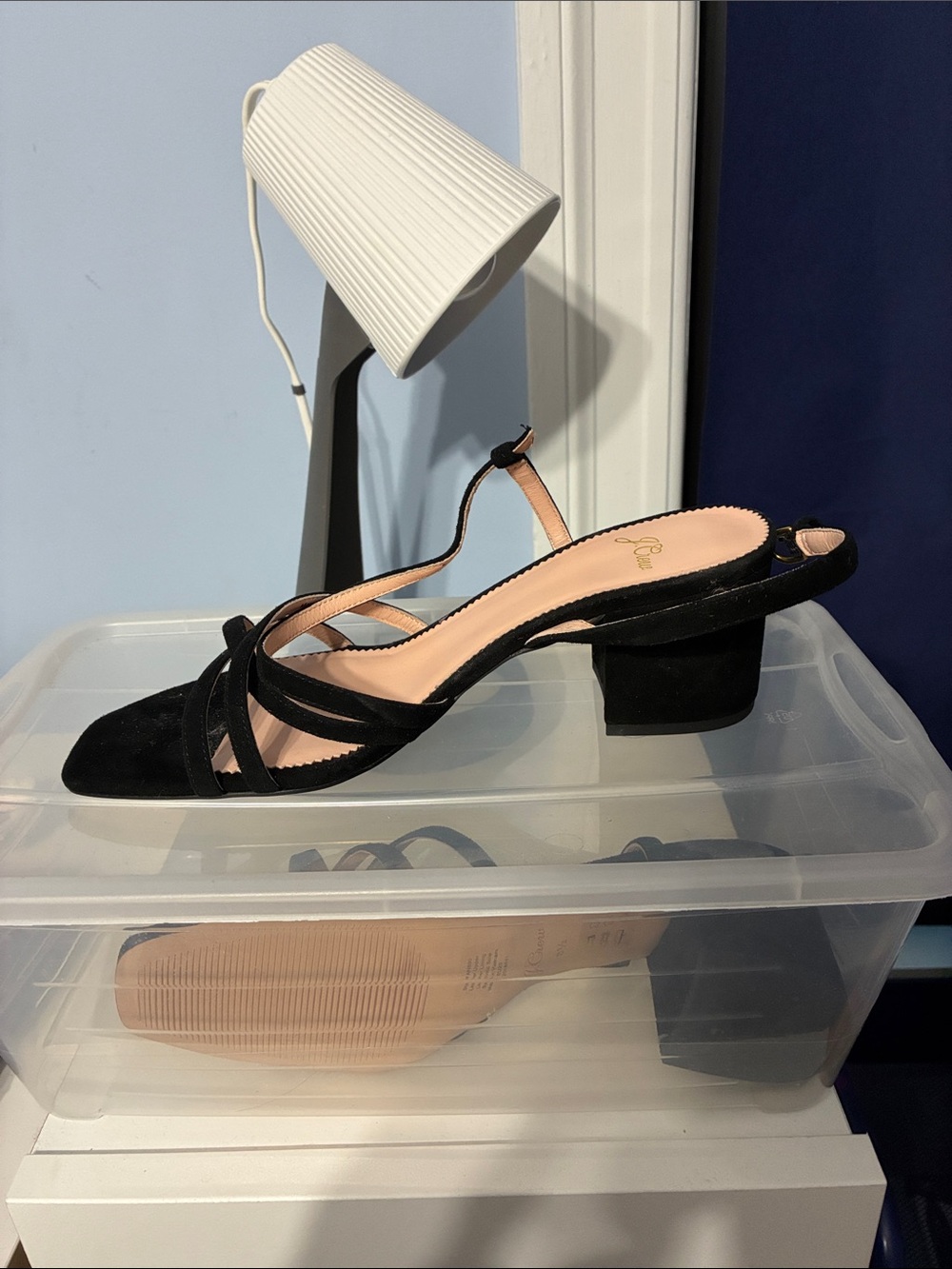 J. Crew Black Strappy Low Block Heel Sandals